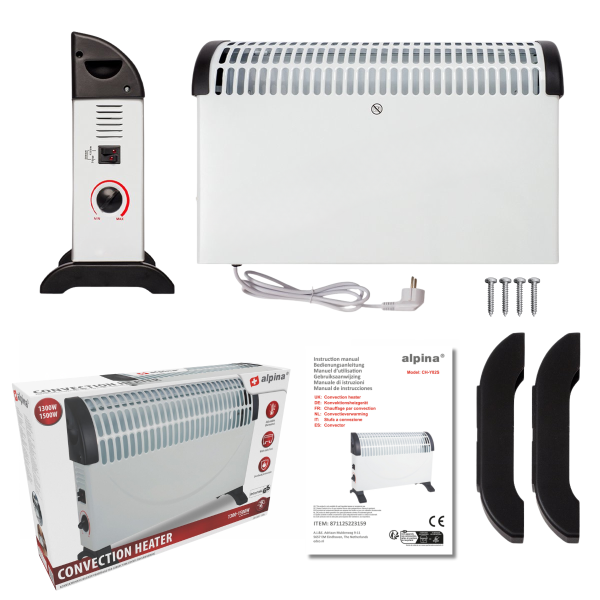 ALPINA CONVECTORKACHEL 1500W ELEKTRISCHE VERWARMING MET 3 STANDEN - Tuincentrum Lopik