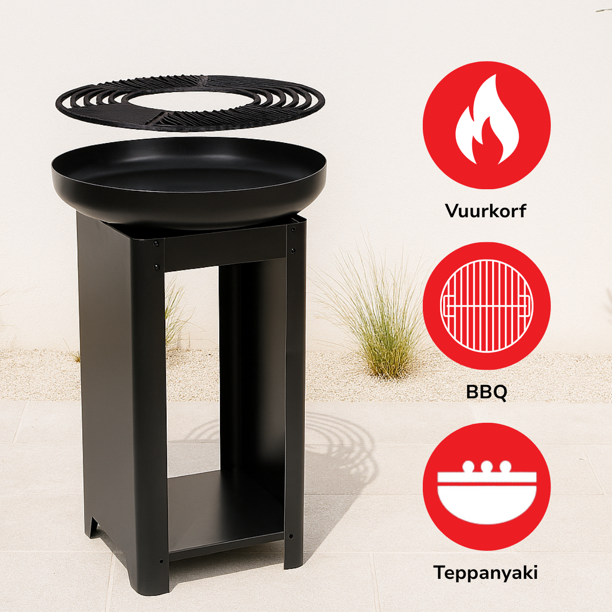 BBQ COLLECTION TEPPANYAKI EN VUURKORF 2-IN-1 HOUTSKOOL - Tuincentrum Lopik