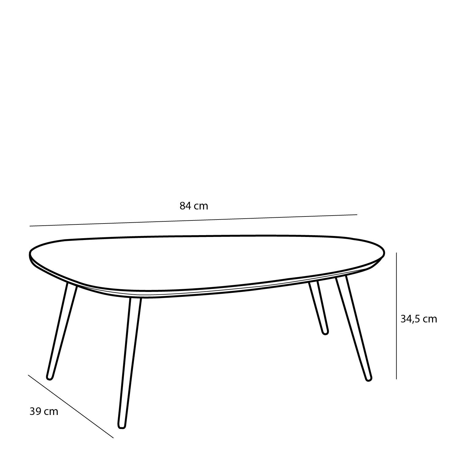 Jailey Side Table Black Set Of 2 - L84Xw39Xh39Cm