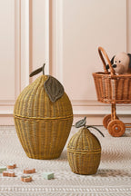 Basket With Lid Yellow Set Of 2 - H48Xd30Cm