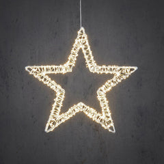 Hanging Star With Warm White Led Lighting - Ø36 Cm - Metal - White