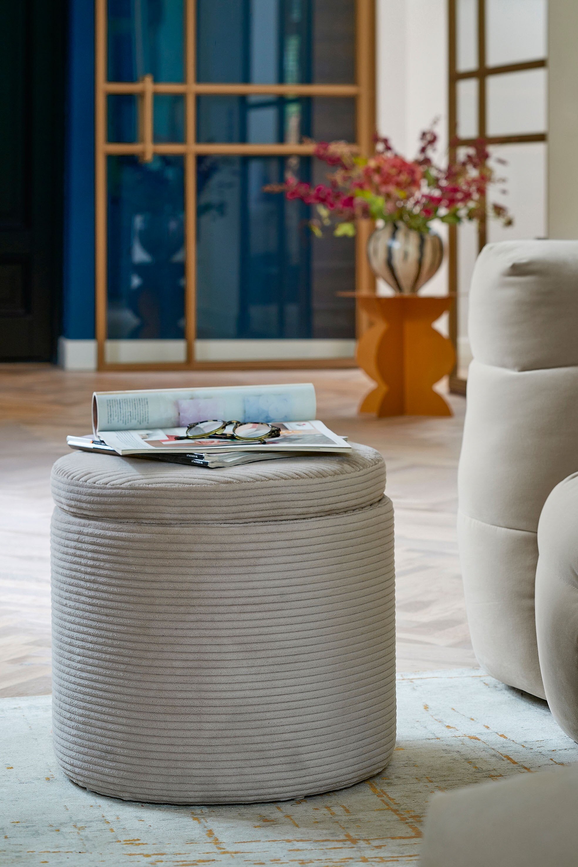 Pouffe With Storage - H41 X Ø42 Cm - Off-White