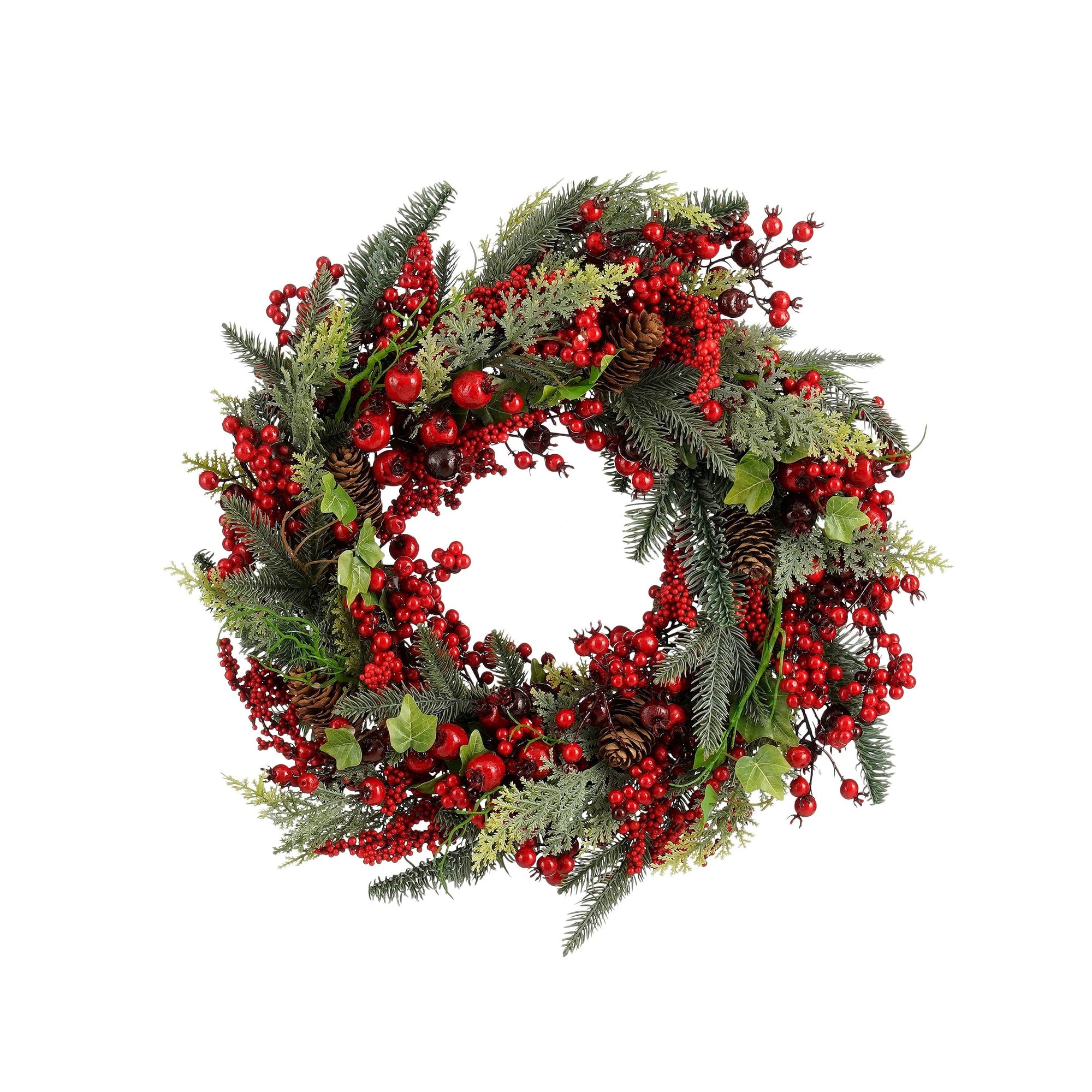 Norah Christmas Wreath With Pinecones - H13 X Ø50 Cm - Red