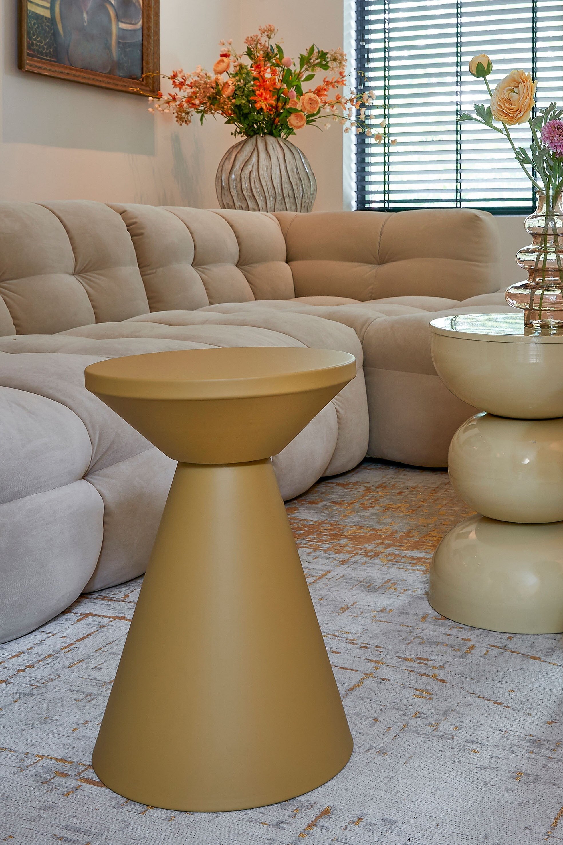 Jim Side Table - H45 X Ø31 Cm - Iron - Ochre