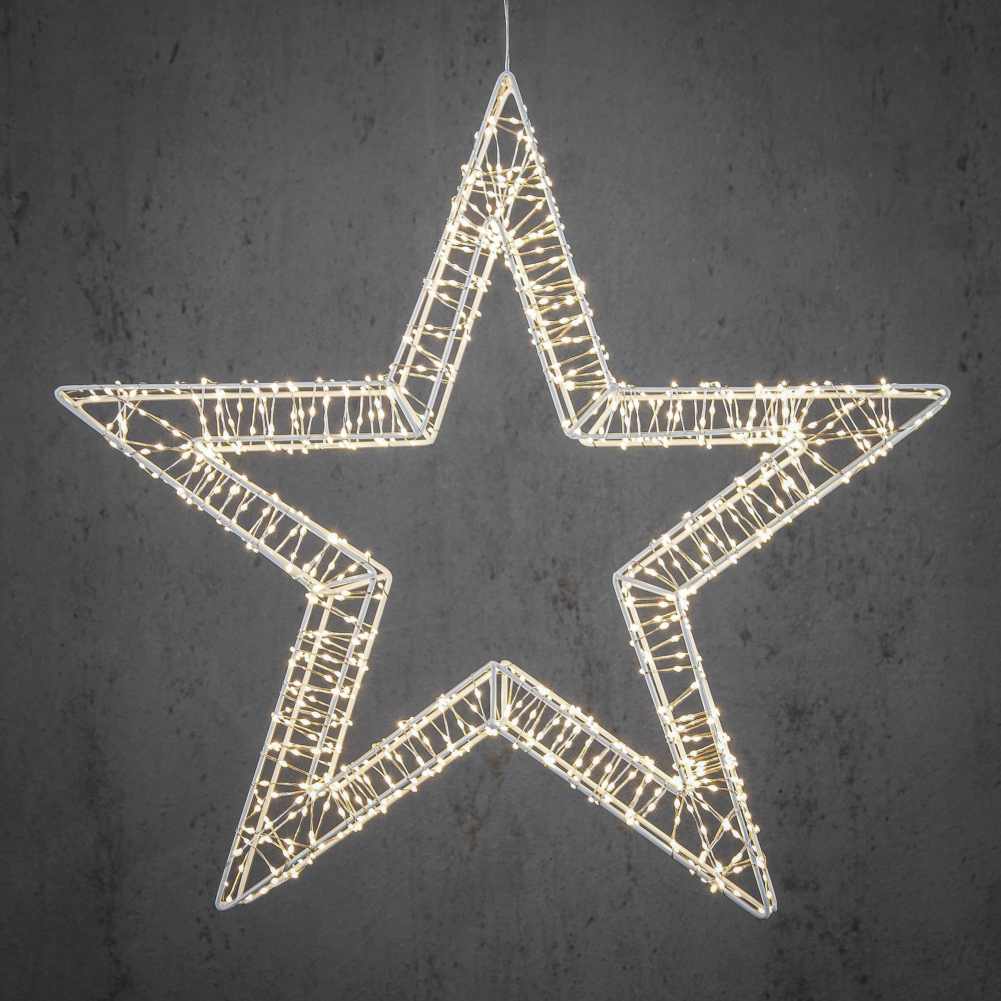 Hanging Star With Warm White Led Lighting - Ø56 Cm - Metal - White