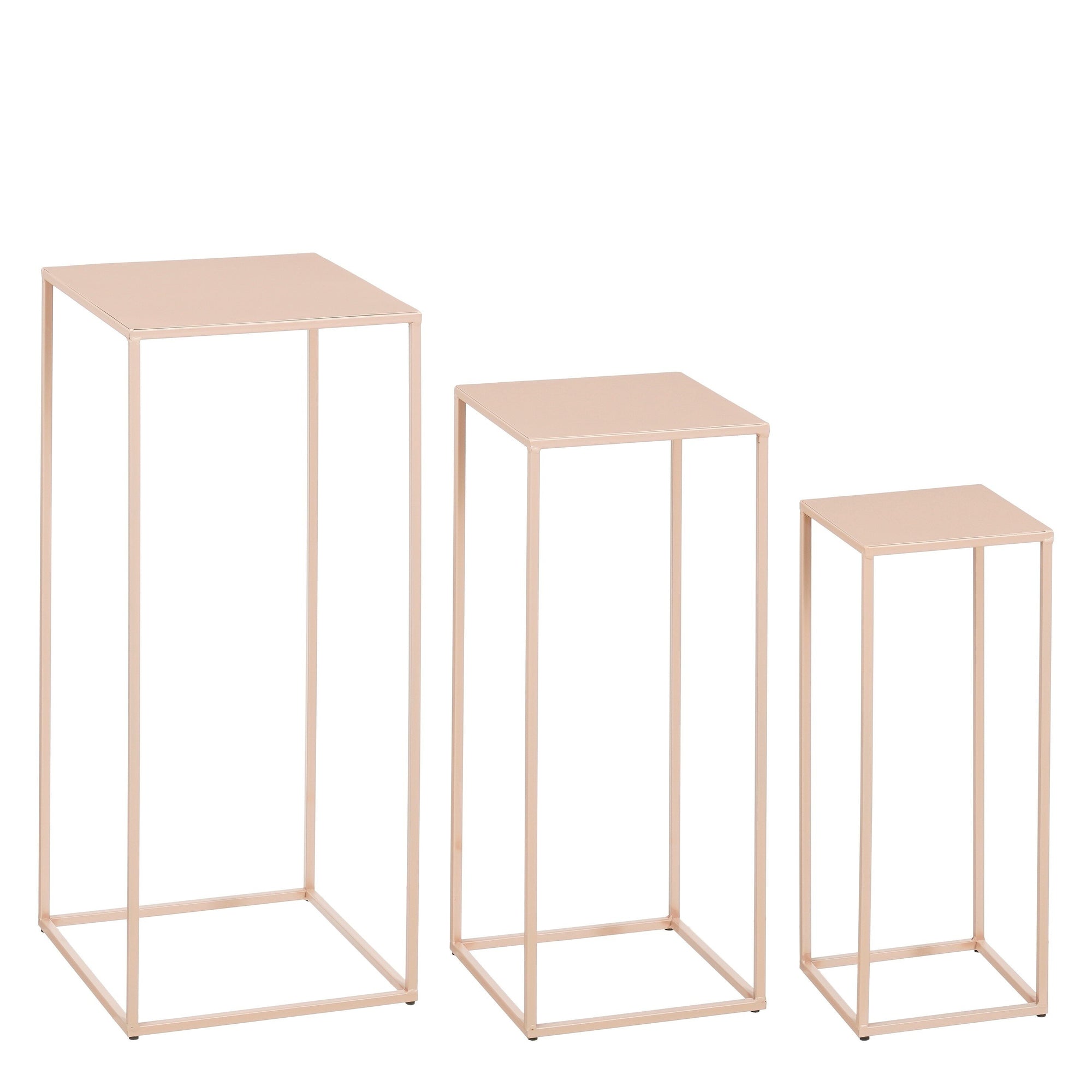 Quinty Side Table - Set Of 3 - L30 X W30 X H70 Cm - Iron - Light Pink