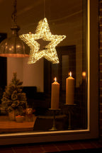 Hanging Star With Warm White Led Lighting - Ø36 Cm - Metal - White
