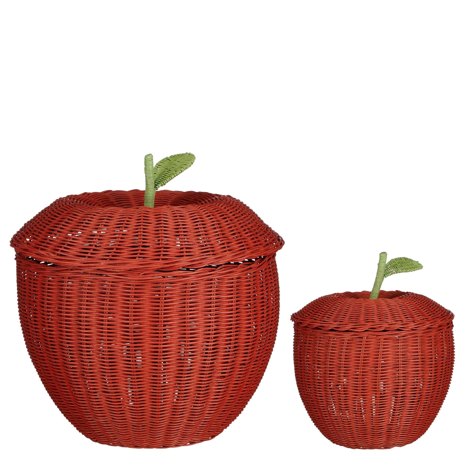 Basket With Lid Pink Set Of 2 - H26Xd30Cm