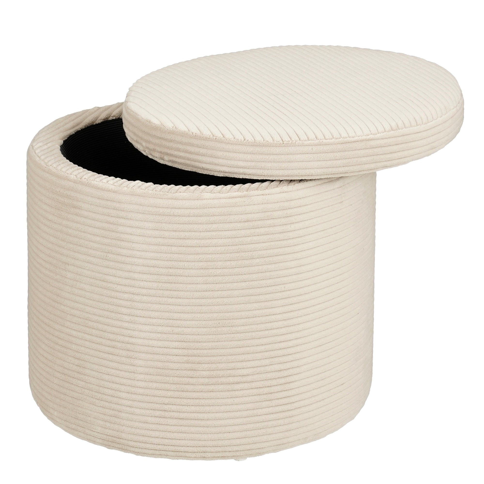 Pouffe With Storage - H41 X Ø42 Cm - Off-White