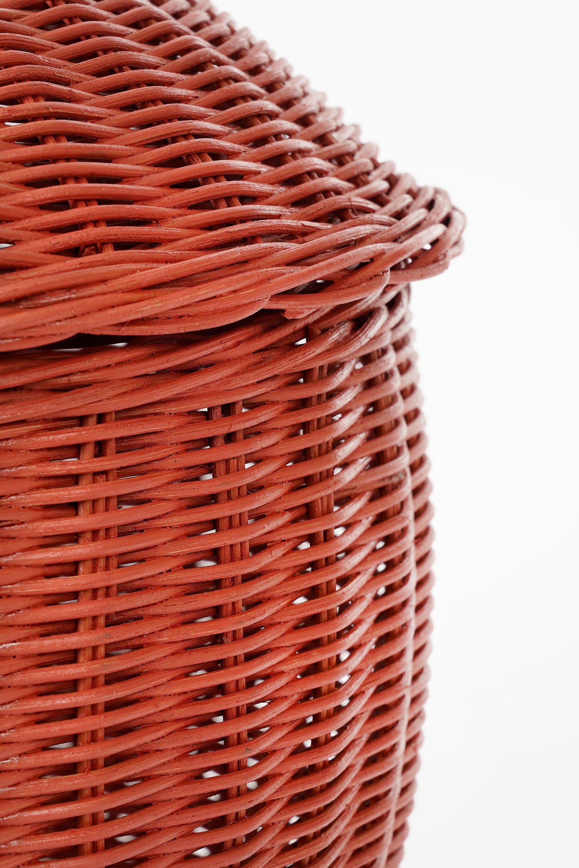 Basket With Lid Pink Set Of 2 - H26Xd30Cm