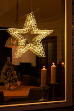 Hanging Star With Warm White Led Lighting - Ø56 Cm - Metal - White