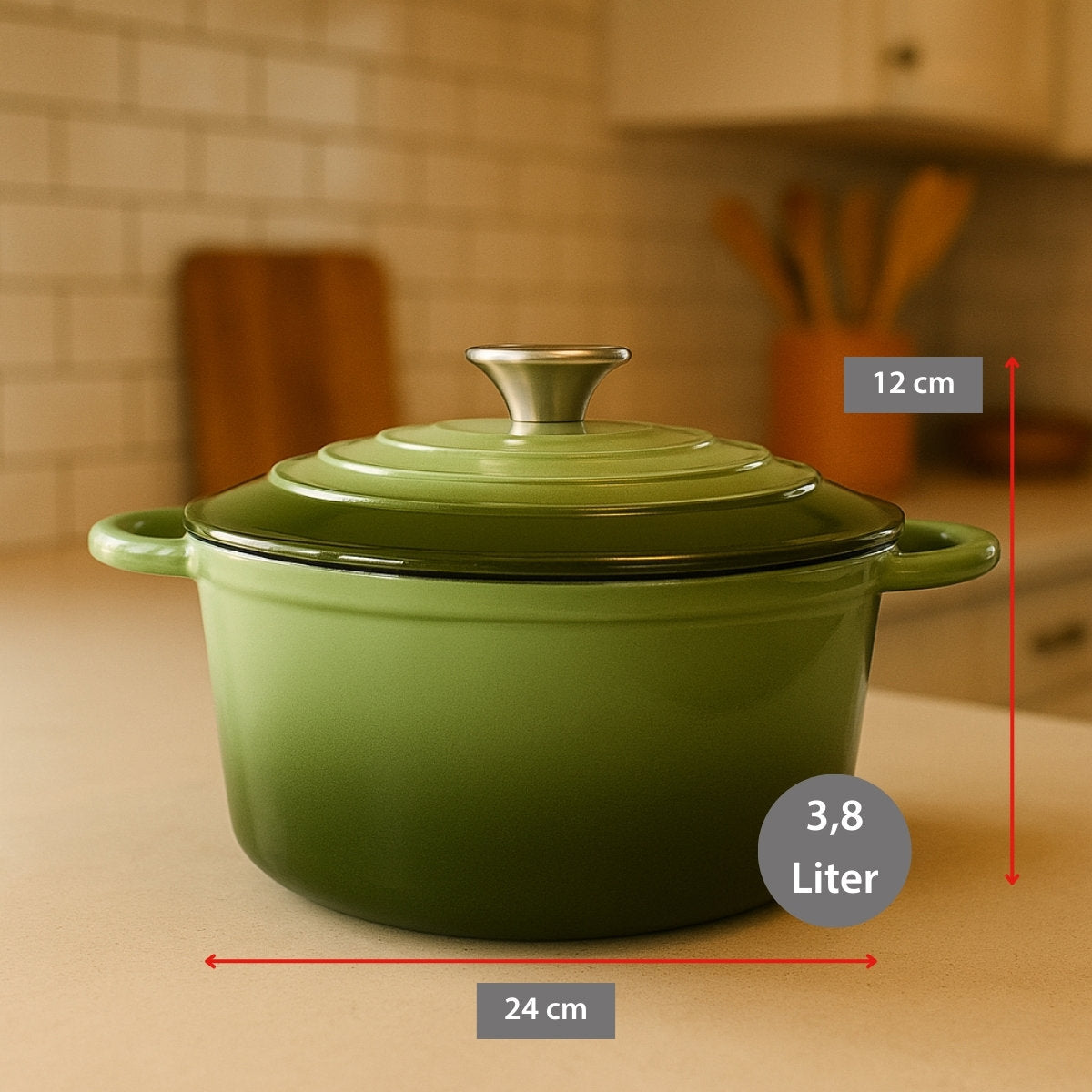 ALPINA GIETIJZEREN BRAADPAN 24CM GROEN - Tuincentrum Lopik