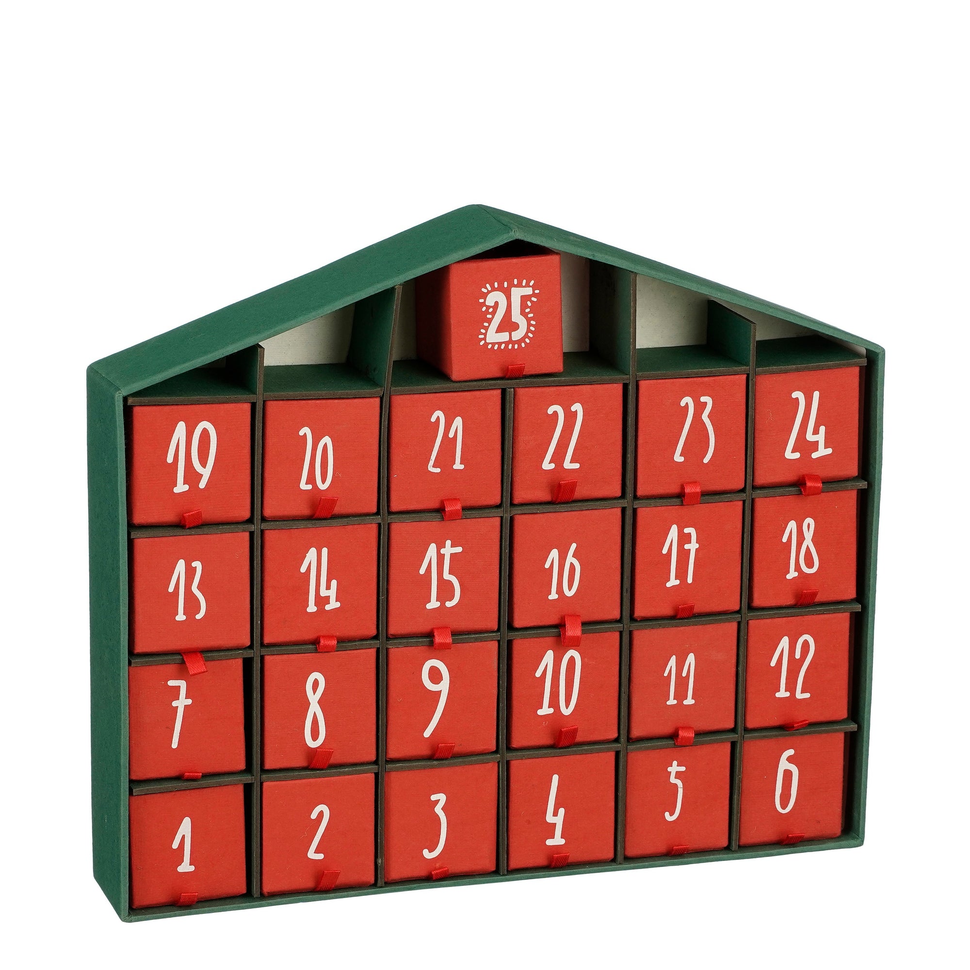 Advent Calender Red Handmade Recycled Paper - L5Xw33Xh28Cm