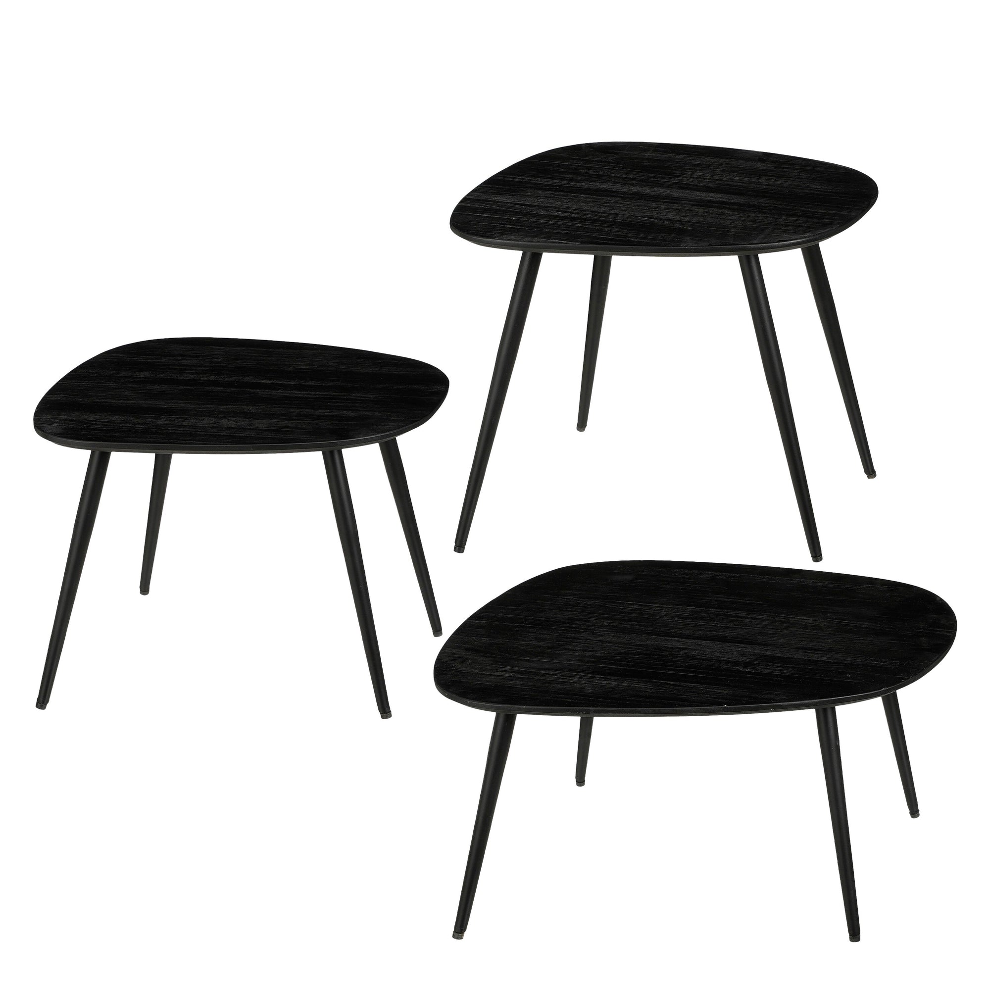 Jailey Side Table Black Set Of 3 - L62Xw52Xh34Cm