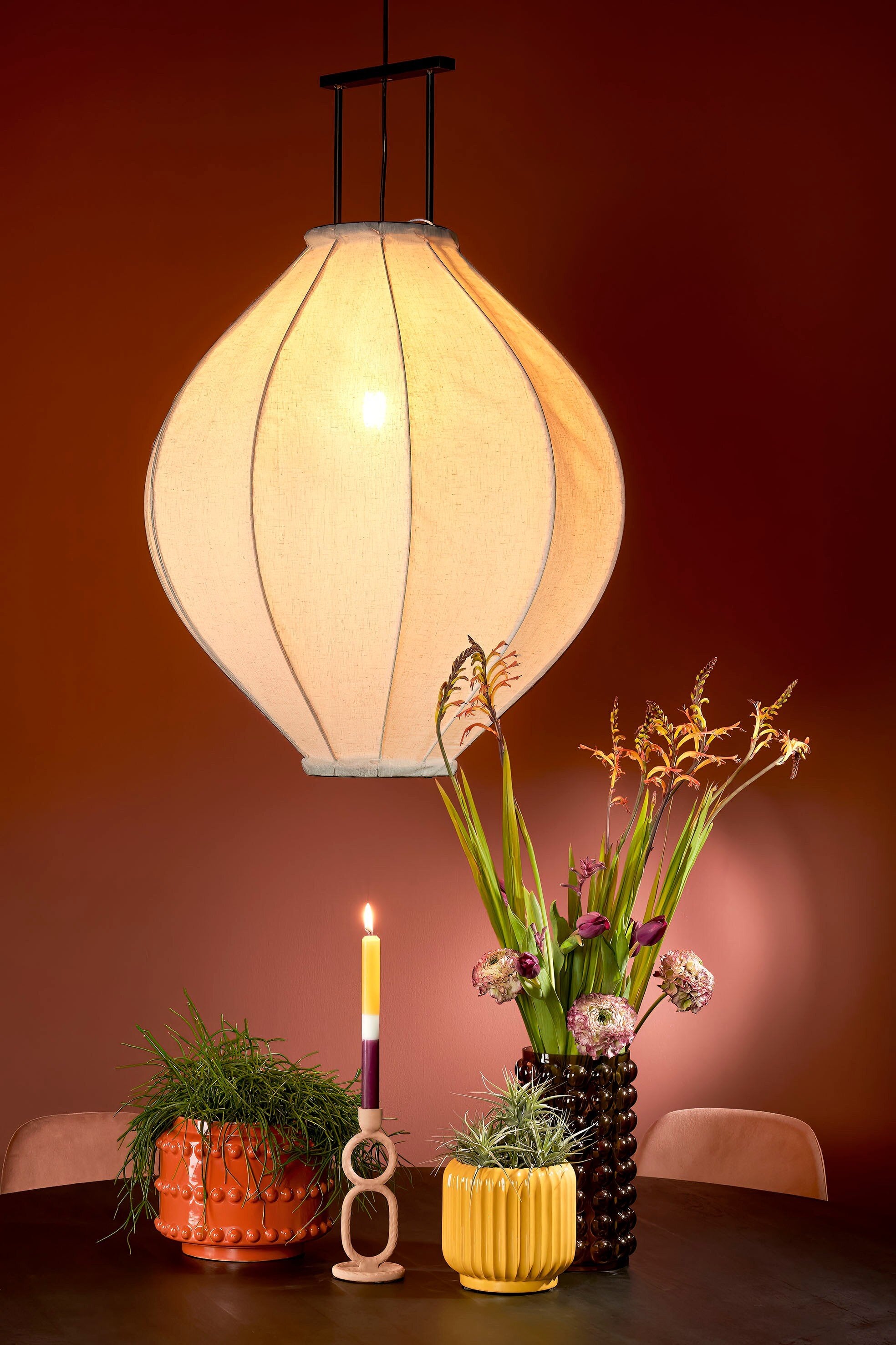 Pego Pendant Lamp - H94 X Ø70 Cm - Linen - Off White