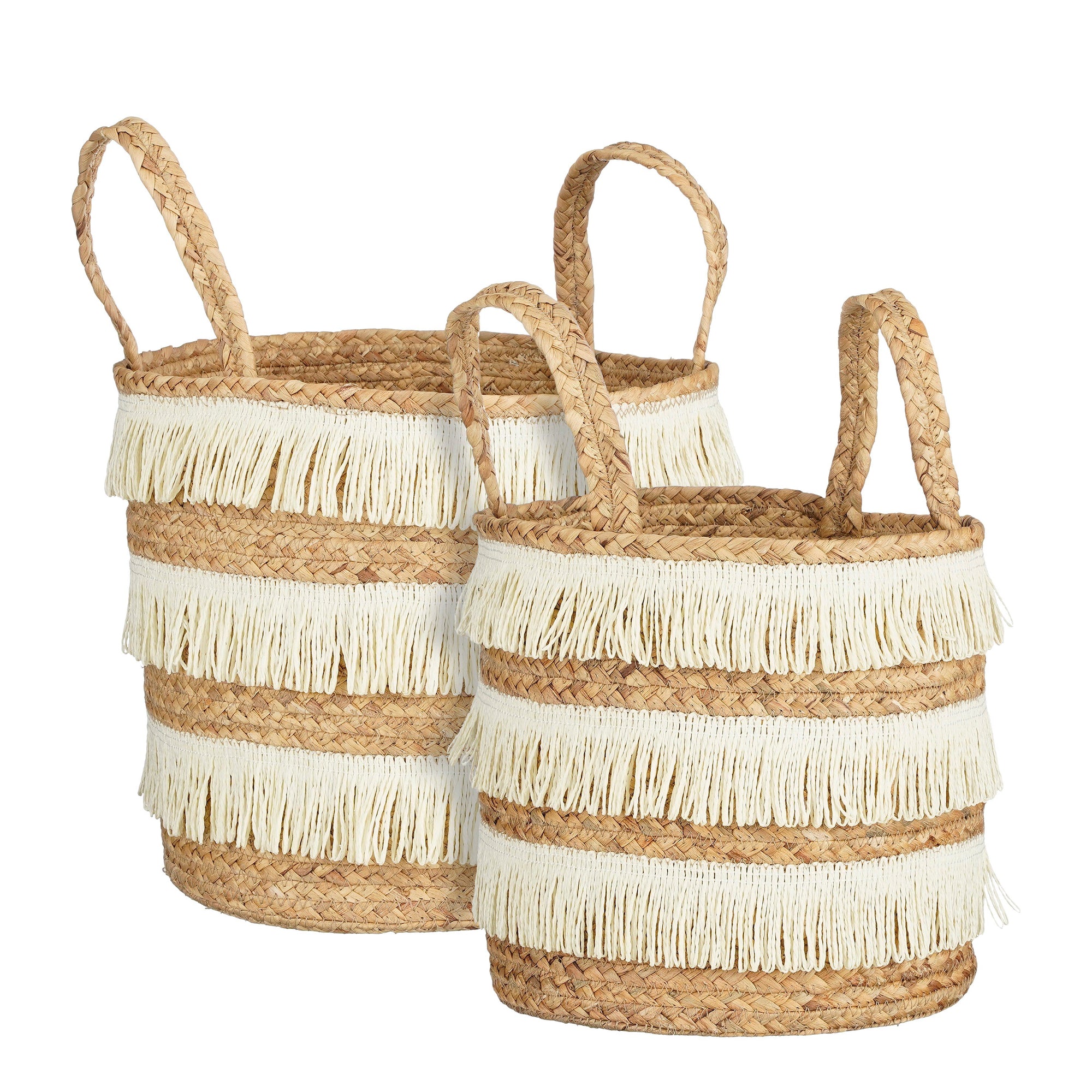 Basket Round Brown Set Of 2 - H30Xd32Cm