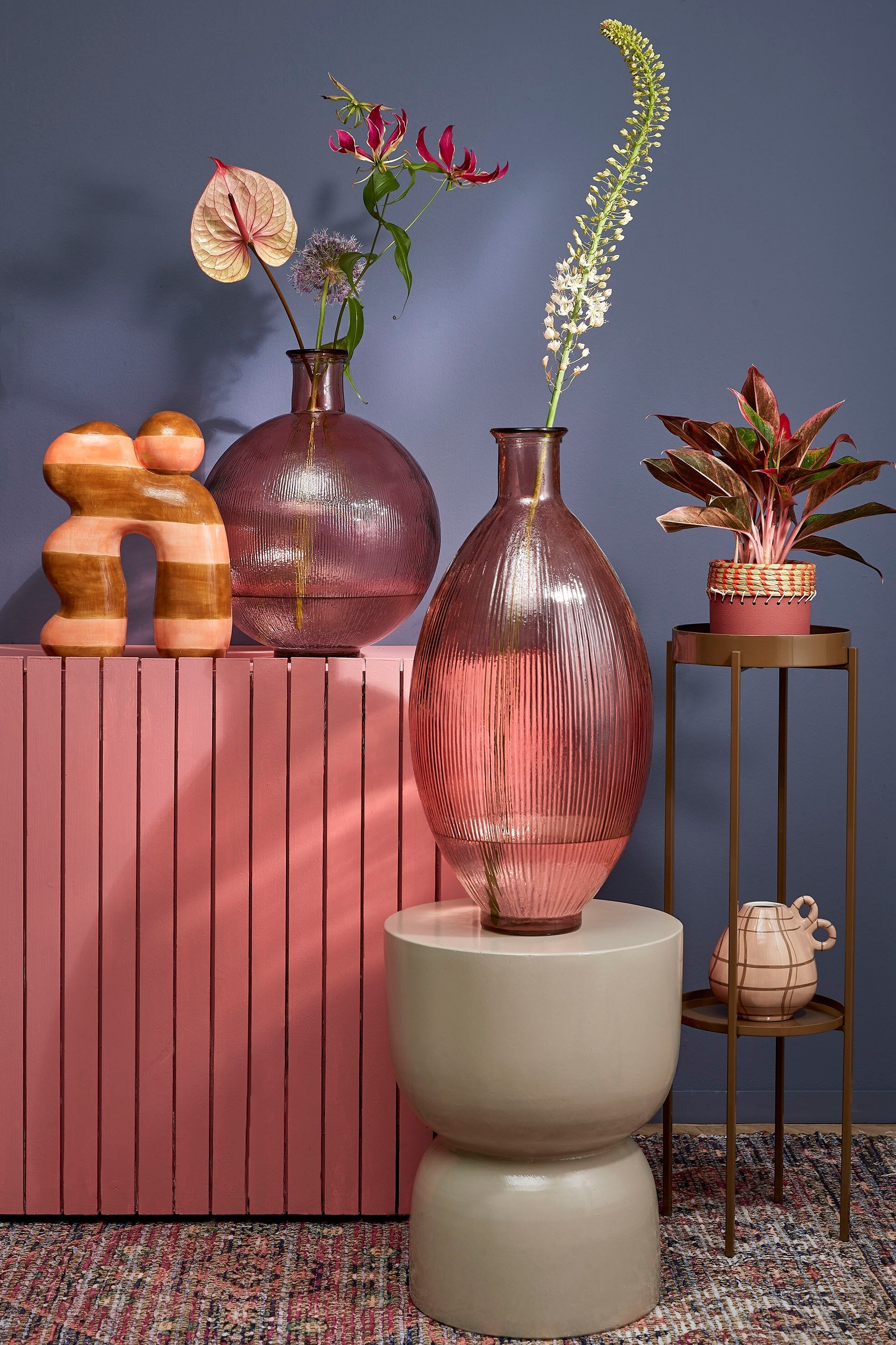 MICA DECORATIONS FIRENZA FLESVAAS ROZE GERECYCLED GLAS - Tuincentrum Lopik