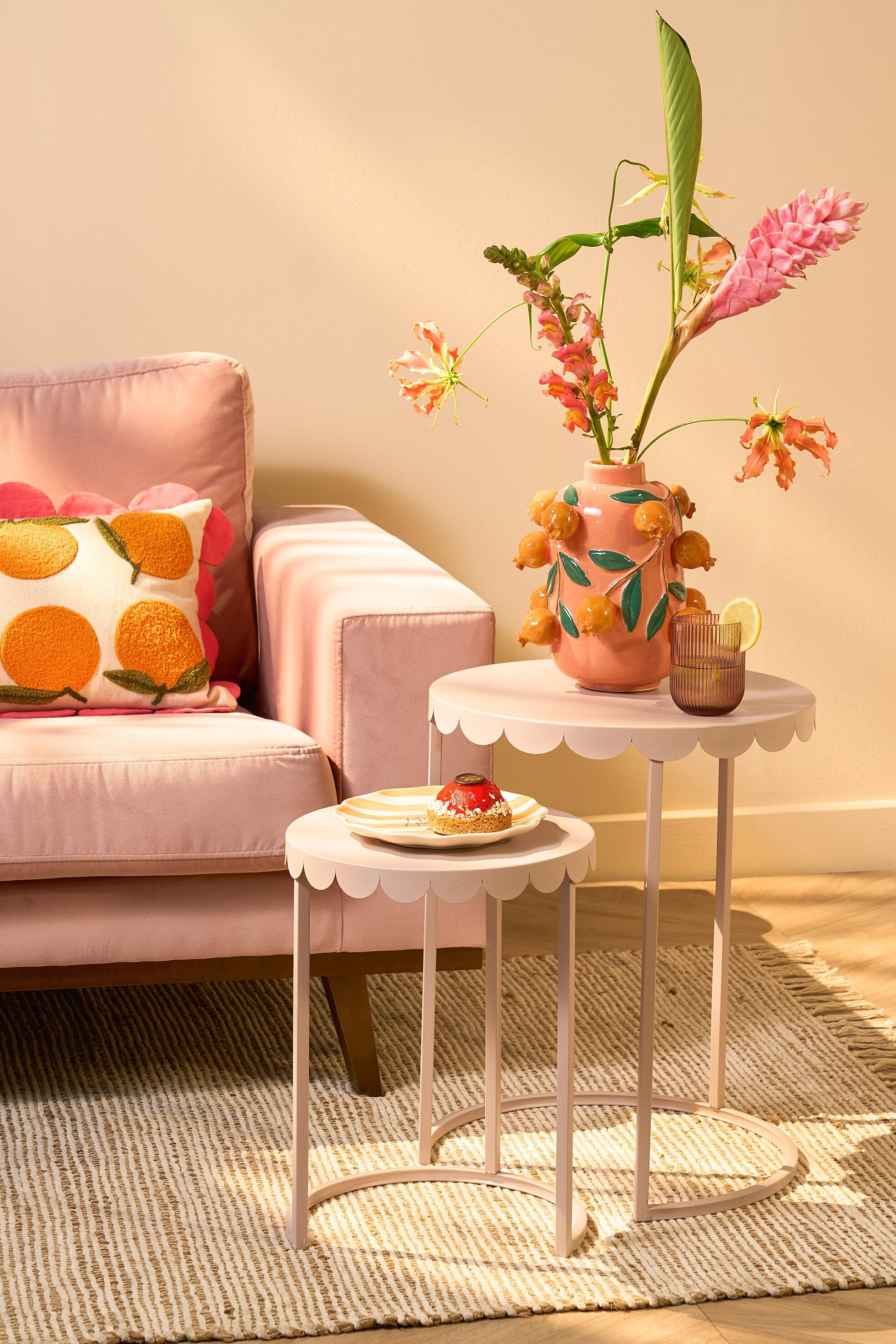 Lara Side Table L. Pink Set Of 2 - H51Xd40Cm