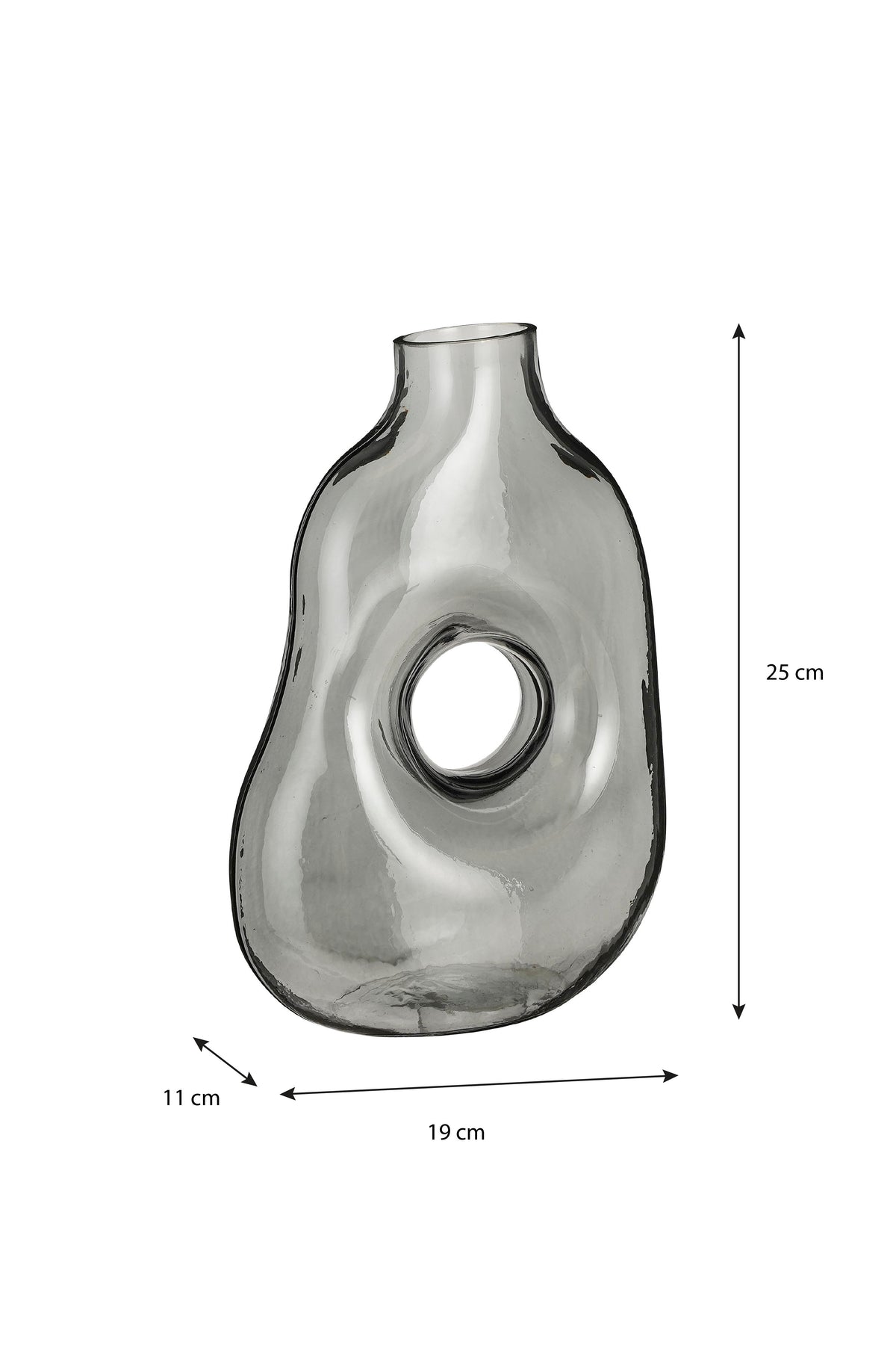 Jay Vase Glass L. Grey - L18,5Xw10,5Xh25Cm