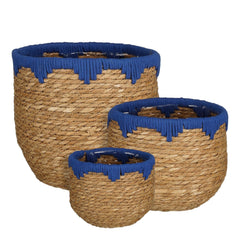 Jorck Basket Round Blue Set Of 3 - H24Xd26Cm