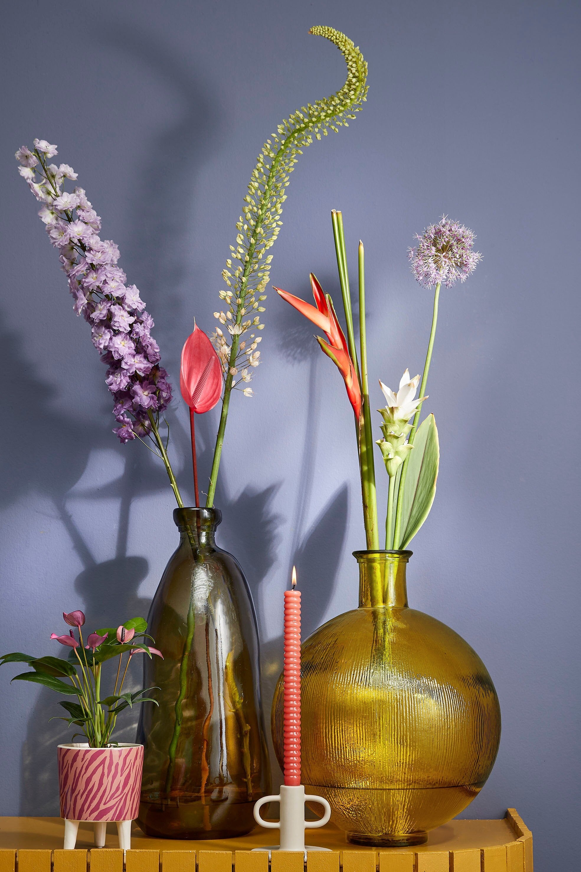 Firenza Bottle Recycled Glass Ochre - H42Xd34Cm