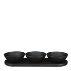Tomar Bowl On Tray Black 4 Pieces Fsc 100% - L36Xw12Xh5Cm