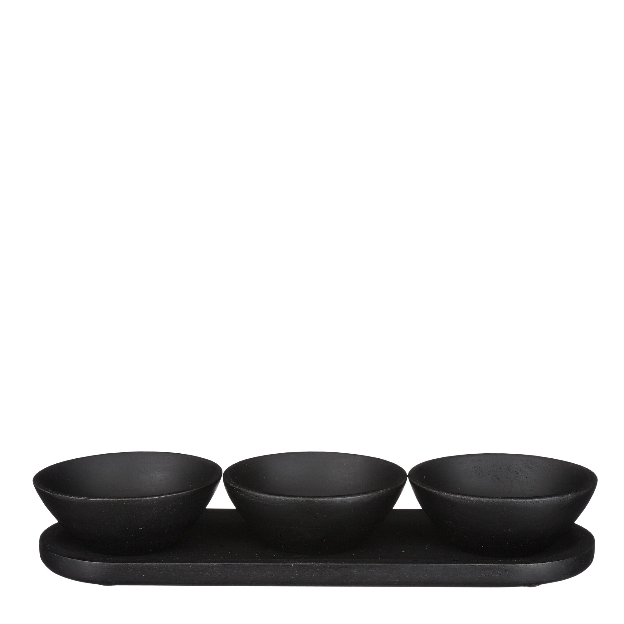 Tomar Bowl On Tray Black 4 Pieces Fsc 100% - L36Xw12Xh5Cm