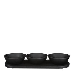 Tomar Bowl On Tray Black 4 Pieces Fsc 100% - L36Xw12Xh5Cm