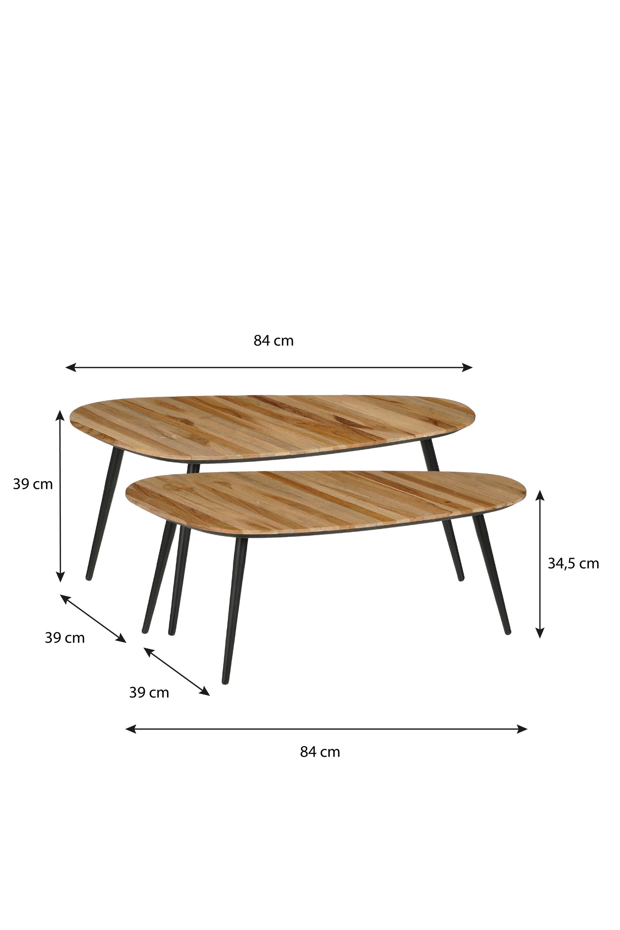 Jailey Side Table Brown Set Of 2 - L84Xw39Xh39Cm