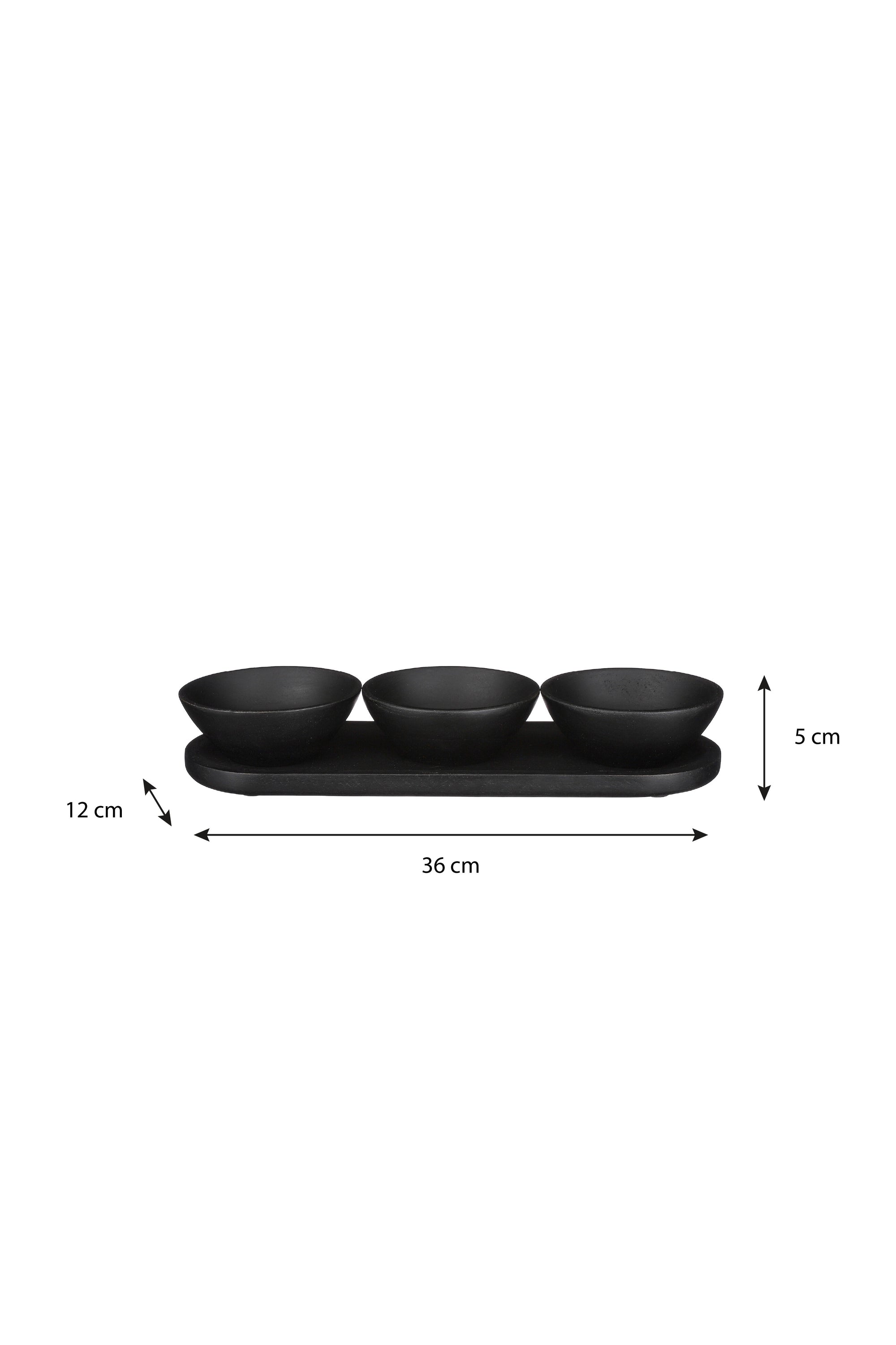 Tomar Bowl On Tray Black 4 Pieces Fsc 100% - L36Xw12Xh5Cm