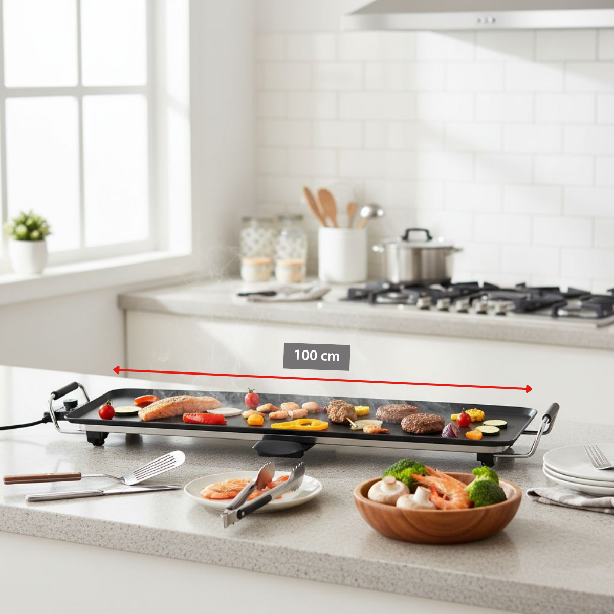 ALPINA TEPPANYAKI GRILLPLAAT XXL 2000W 100X22CM - Tuincentrum Lopik