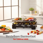 ALPINA RACLETTE STEENGRILL 1200-1400W - 8 PERSONEN MET NATUURSTEEN - Tuincentrum Lopik