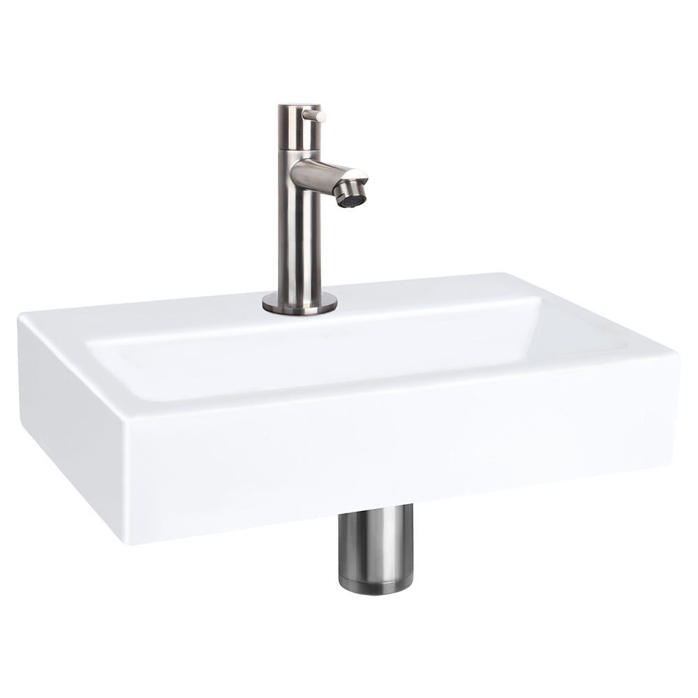 DIFFERNZ FLAT FONTEINSET KERAMIEK KRAAN RECHT MAT CHROOM 38X24X7CM - Tuincentrum Lopik