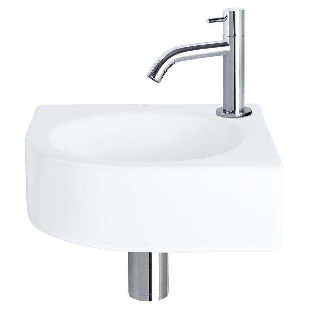 Cleo Fonteinset - Keramiek - Kraan Gebogen Chroom - 30 X 30 X 10 Cm