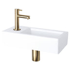 DIFFERNZ HELIOS FONTEINSET KERAMIEK WIT KRAAN RECHT MAT GOUD LINKS 37.5X18.5X9CM - Tuincentrum Lopik