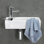 Helios Fonteinset - Keramiek Wit - Kraan Recht Chroom - Kraan Links - 37.5 X 18.5 X 9.5 Cm