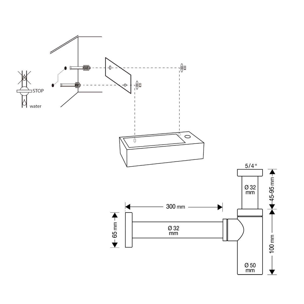 Helios Fonteinset - Keramiek Wit - Koudwaterkraan Recht Mat Goud - Kraan Rechts - Always Open Afvoerplug - 37.5 X 18.5 X 9 Cm