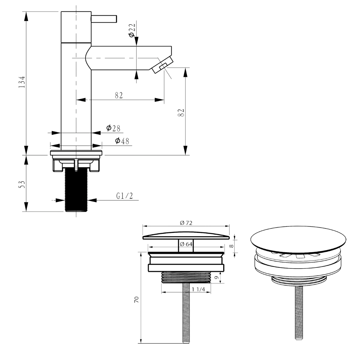 Helios Fonteinset - Keramiek Wit - Koudwaterkraan Recht Mat Goud - Kraan Rechts - Always Open Afvoerplug - 37.5 X 18.5 X 9 Cm