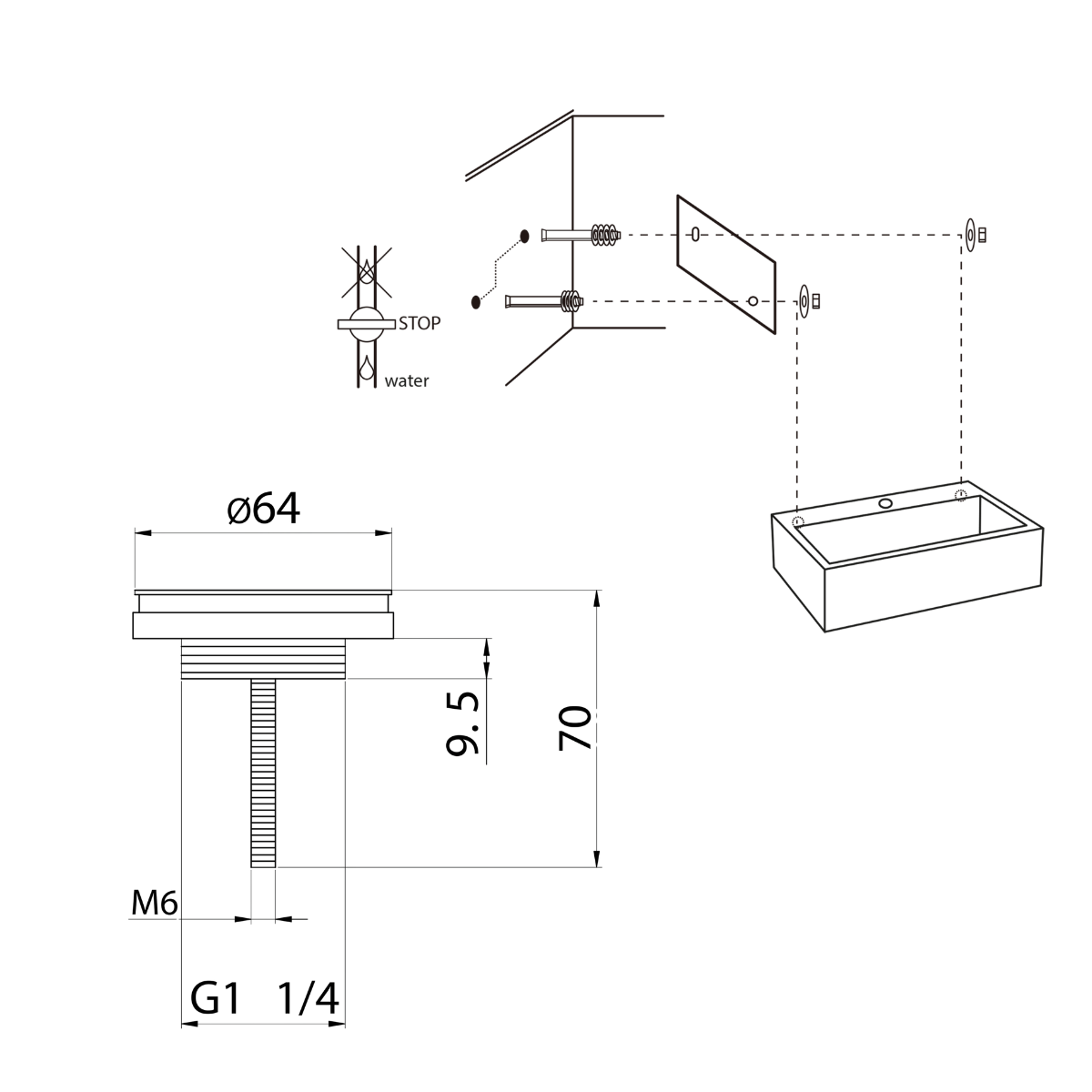 DIFFERNZ FLAT FONTEINSET KERAMIEK KRAAN RECHT MAT ZWART 38X24X7CM - Tuincentrum Lopik