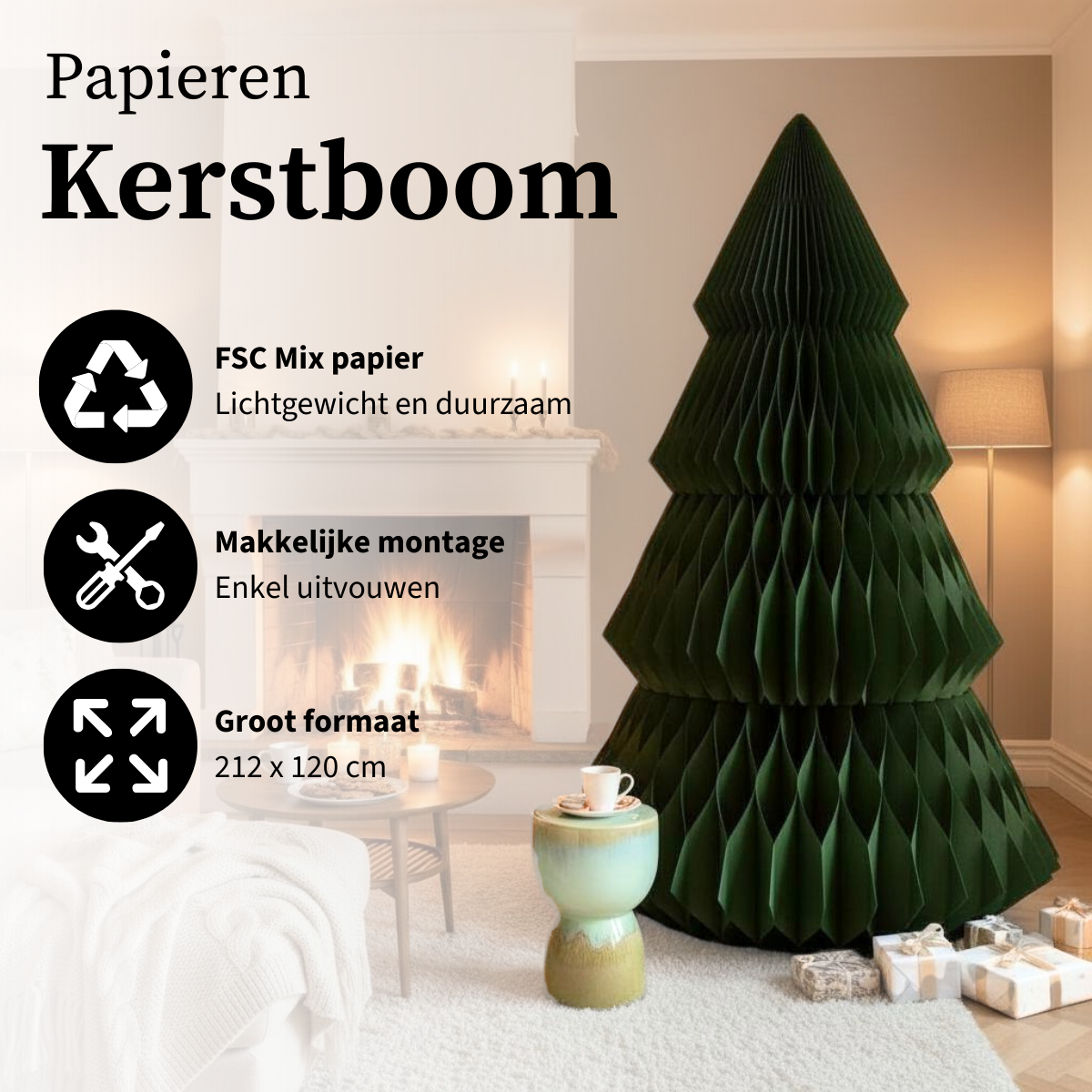 Decorative Christmas Tree - H212 X Ø120 Cm - Paper - Fsc Mix - Green