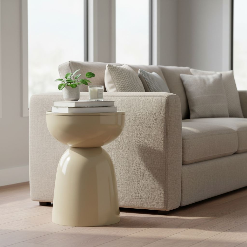 Elliot Bijzettafel - H45 X Ø32 Cm - Ijzer - Beige