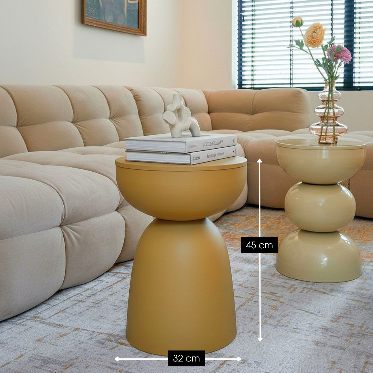 Elliot Bijzettafel - H45 X Ø32 Cm - Ijzer - Oker