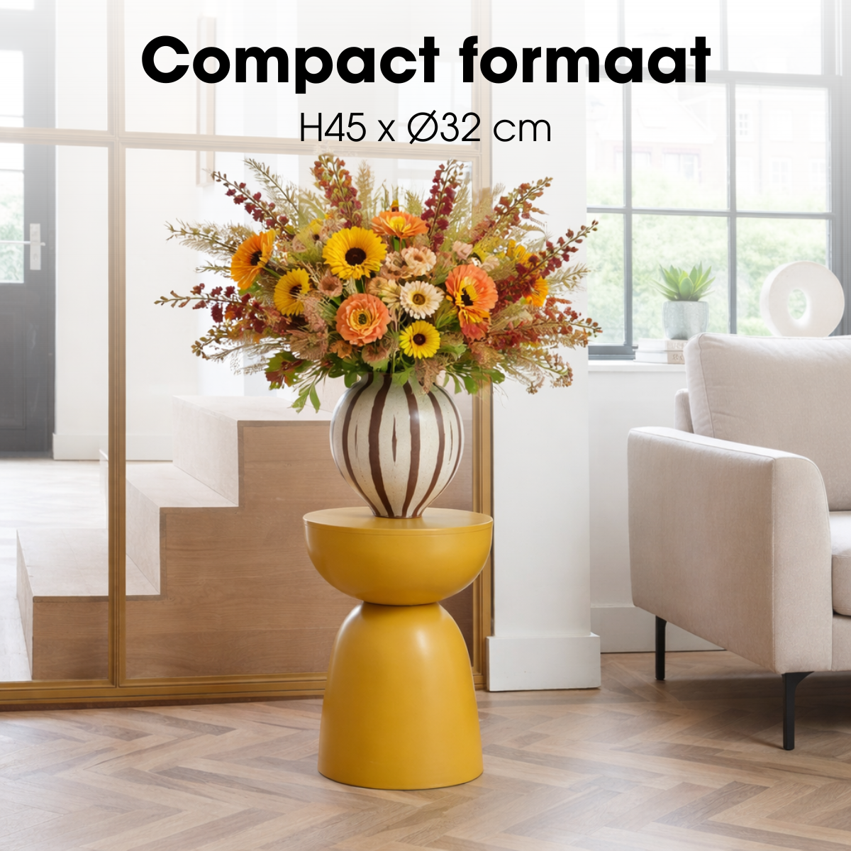 Elliot Bijzettafel - H45 X Ø32 Cm - Ijzer - Oker