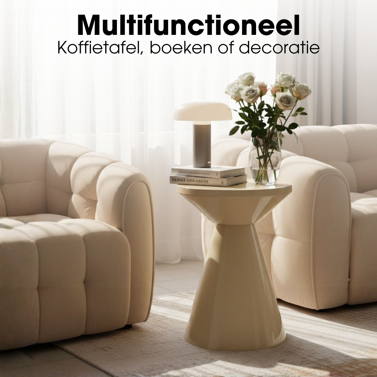 Jim Bijzettafel - H45 X Ø31 Cm - Ijzer - Beige