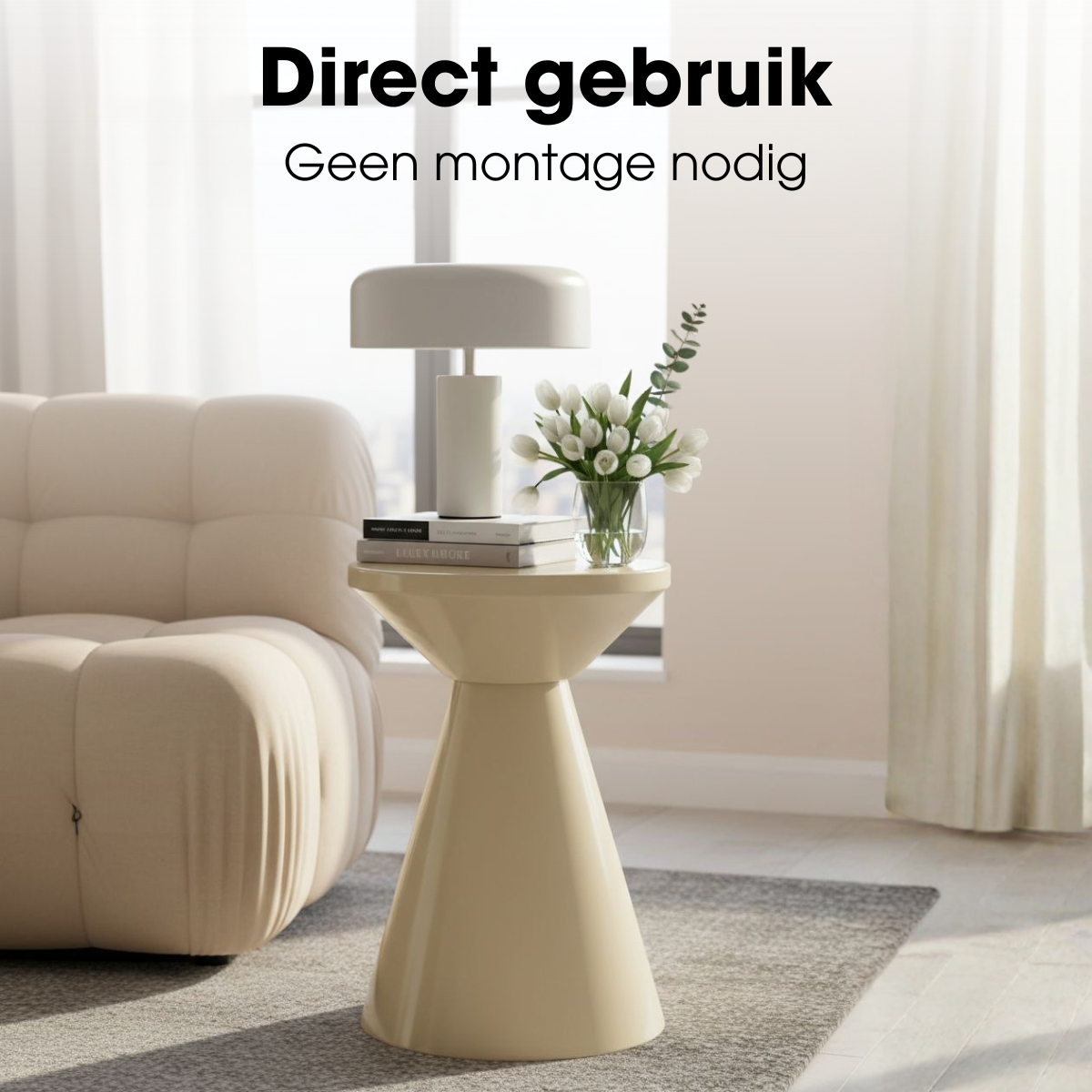 Jim Bijzettafel - H45 X Ø31 Cm - Ijzer - Beige