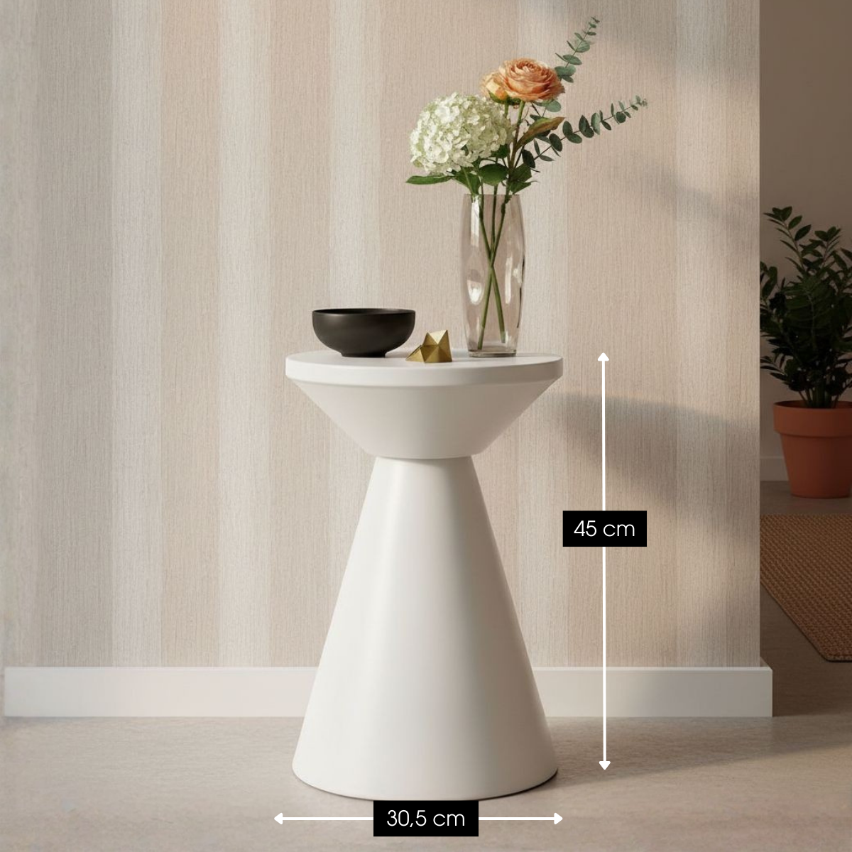 Jim Bijzettafel - H45 X Ø31 Cm - Ijzer - Off-White