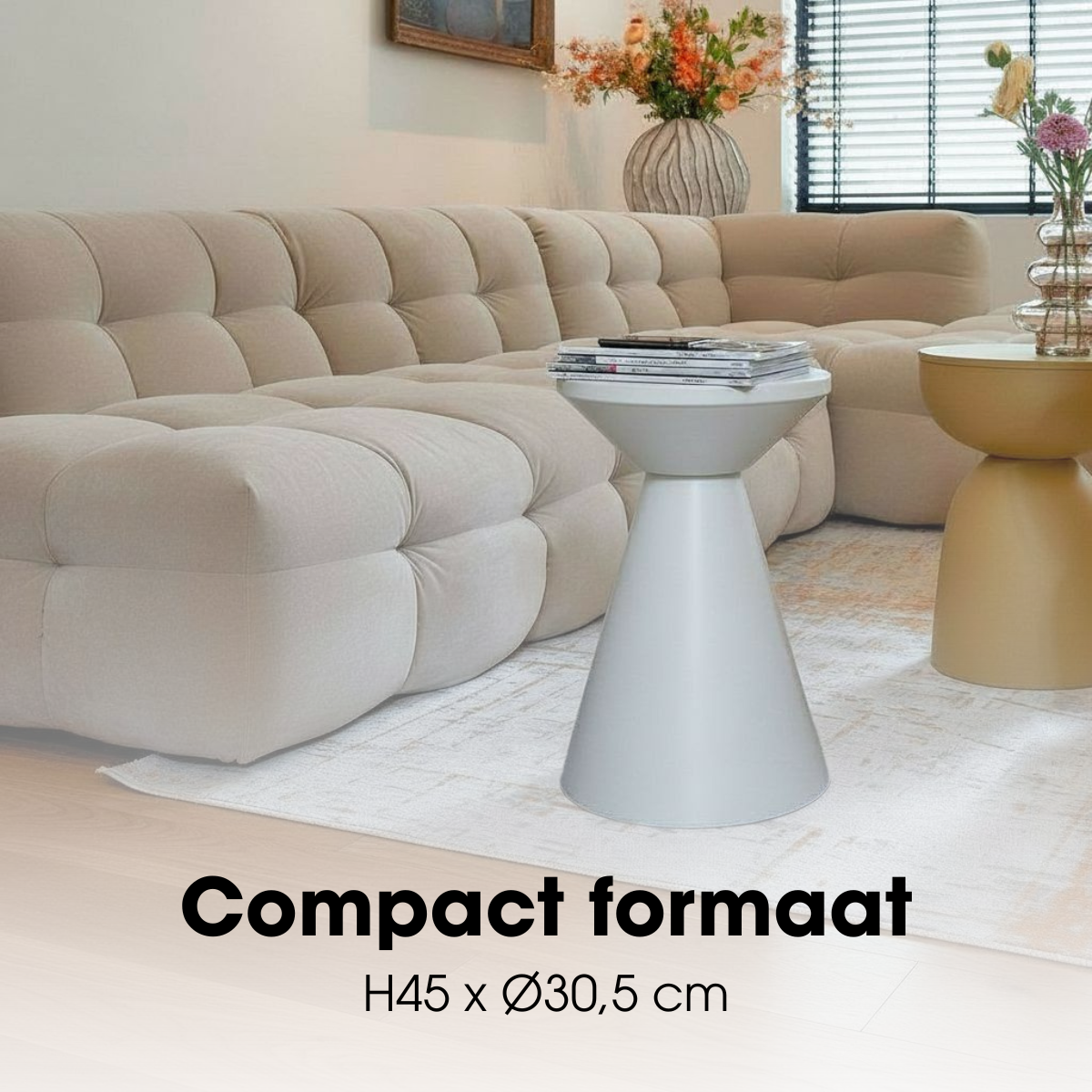 Jim Bijzettafel - H45 X Ø31 Cm - Ijzer - Off-White