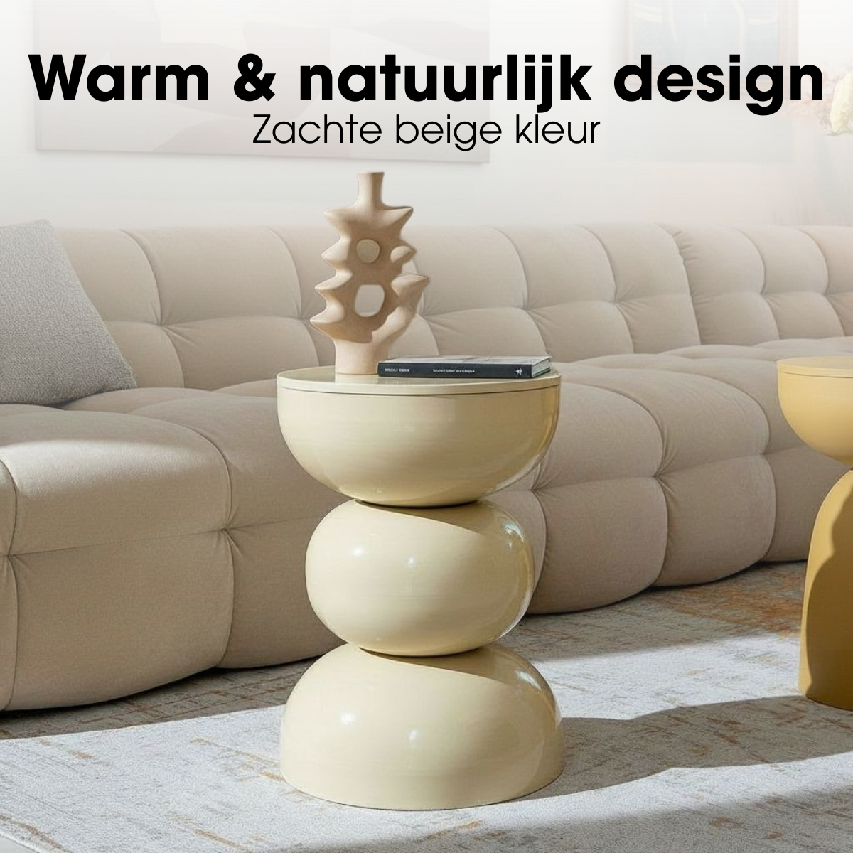 Luna Bijzettafel - H46 X Ø32 Cm - Ijzer - Beige