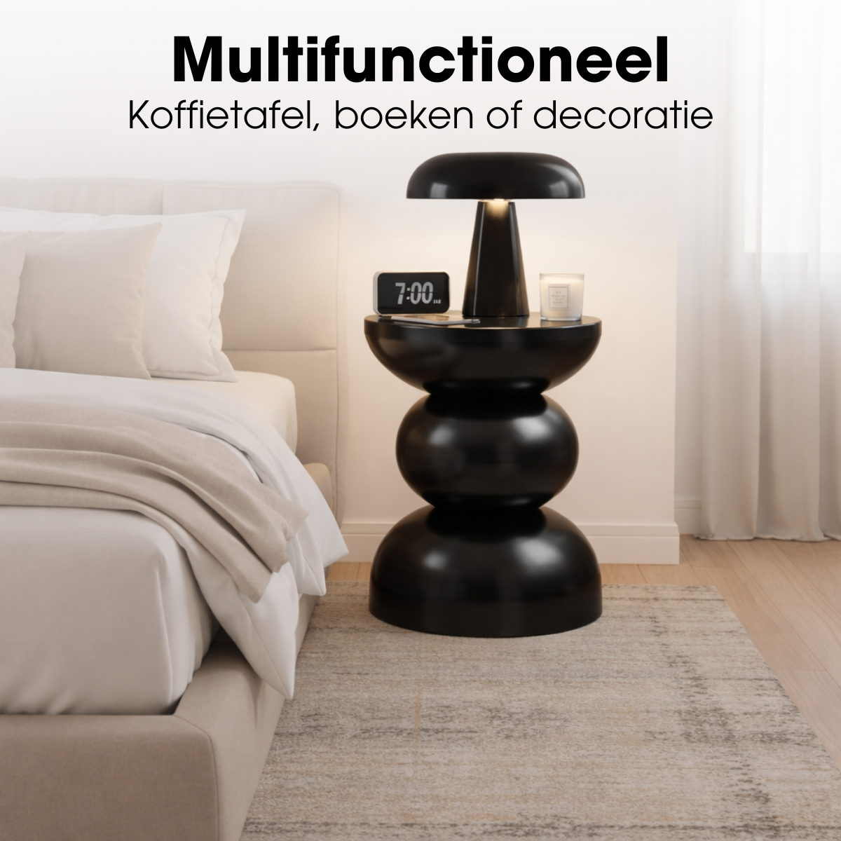 Luna Bijzettafel - H46 X Ø32 Cm - Ijzer - Zwart