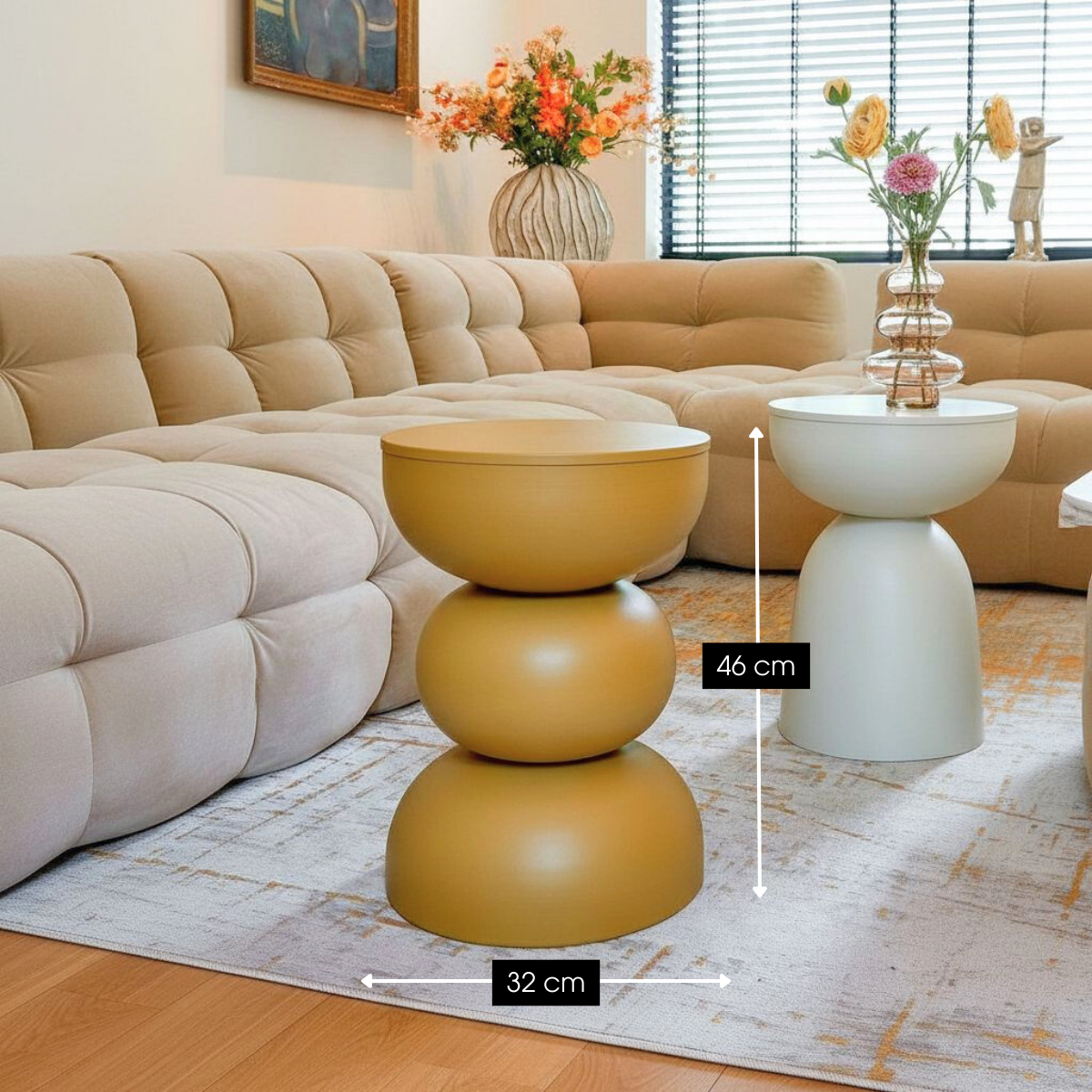 Luna Bijzettafel - H46 X Ø32 Cm - Ijzer - Oker